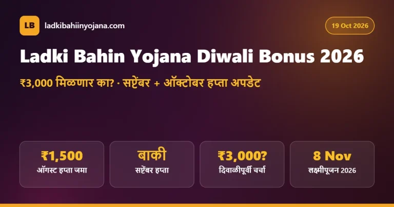 Ladki Bahin Yojana Diwali Bonus 2026 – ₹3,000 September and October installment update