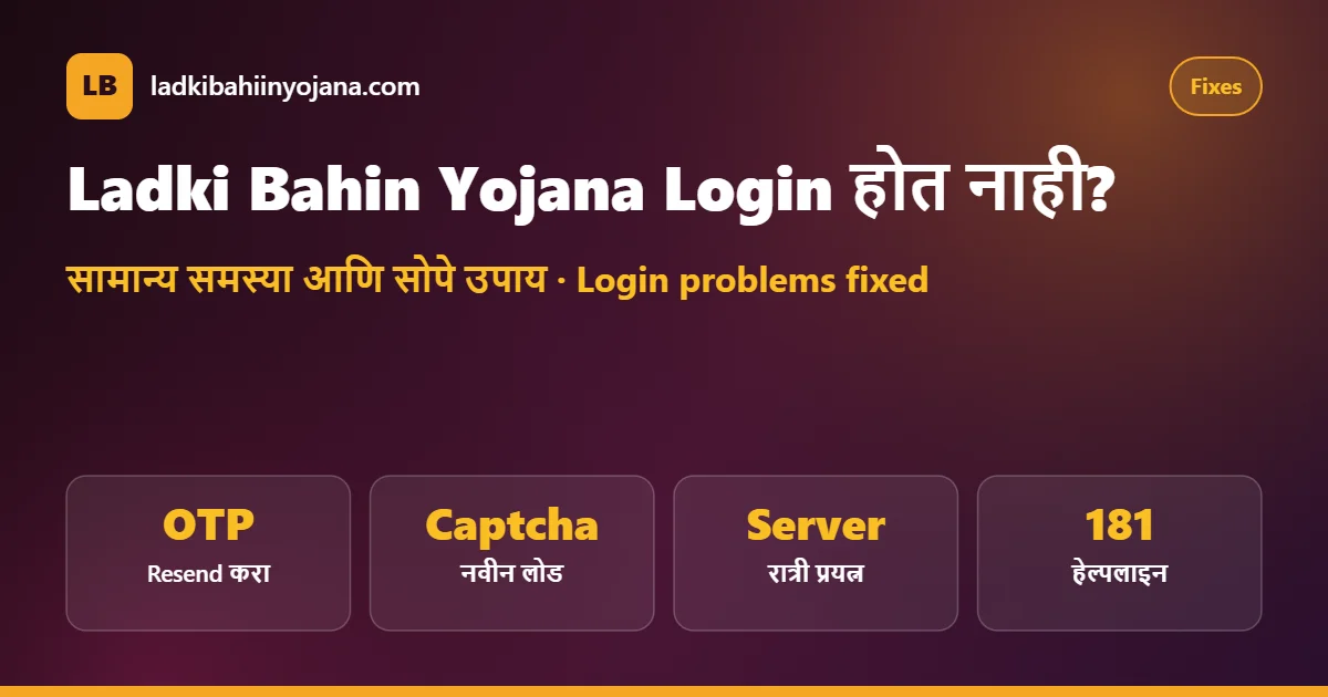 Ladki Bahin Yojana Login problems and fixes – OTP, captcha, server busy, helpline 181